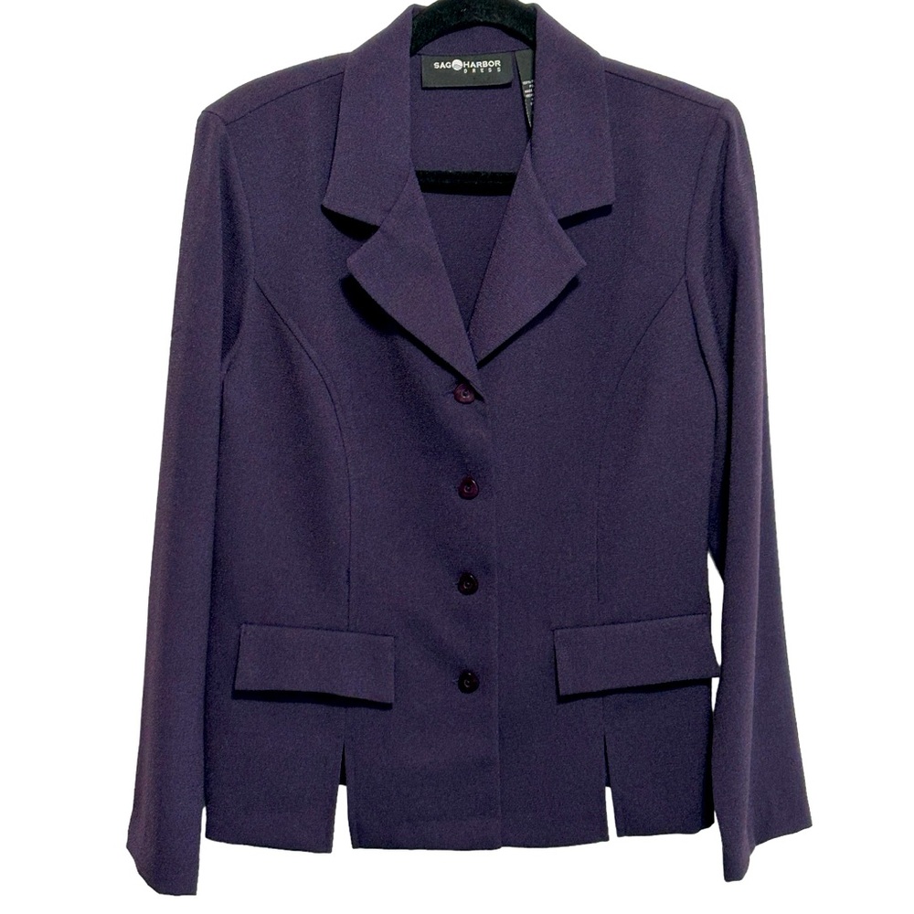 Sag Harbor Women’s Plum Purple Blazer Sz 10 Unlined Crepe